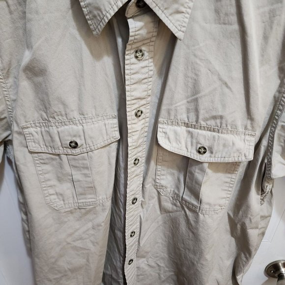 L.L Bean Buzz Off Insect Repellent Tan Short Sleeve Button Up Cotton Size M REG - Picture 6 of 8